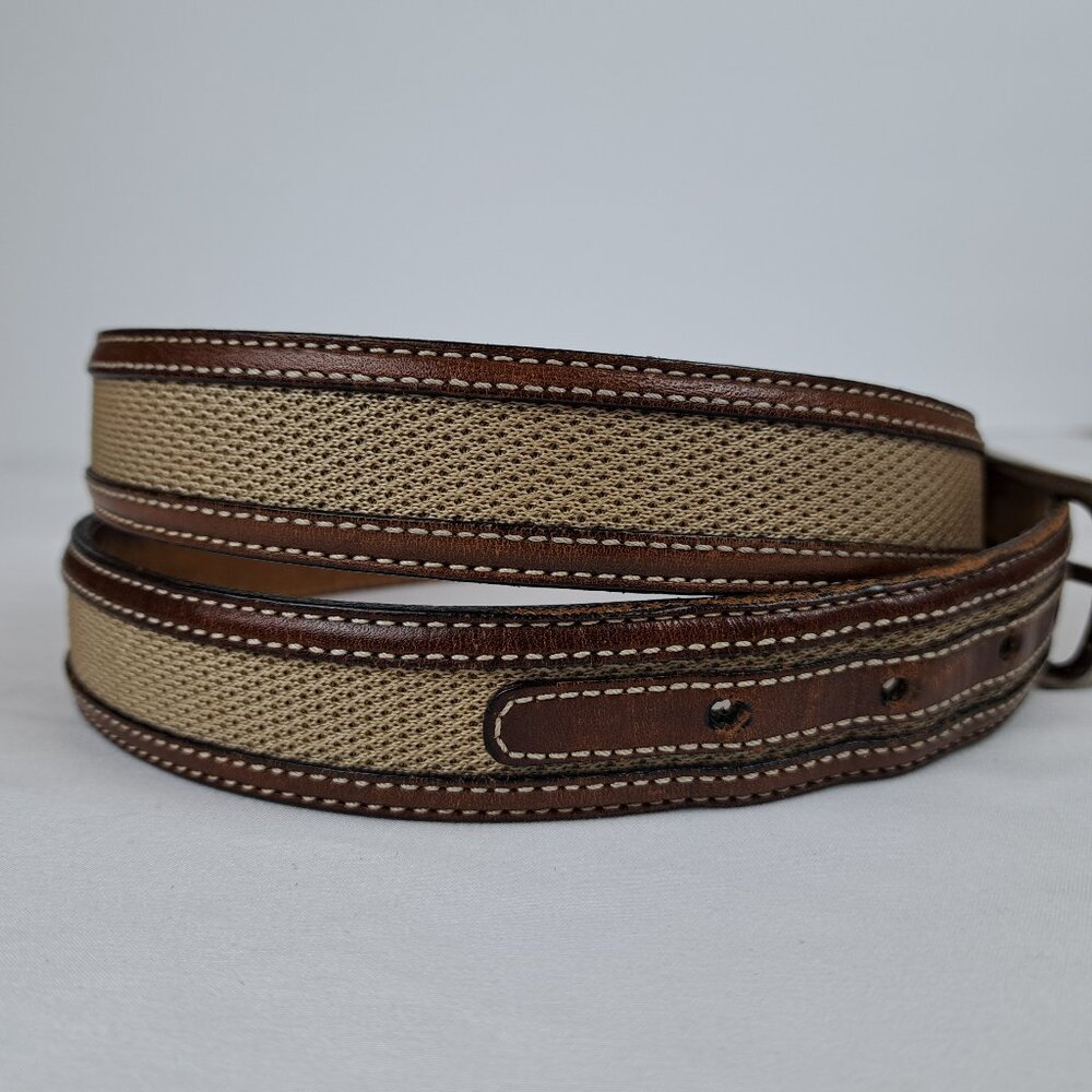 Tommy Bahama Leather & Woven Nylon Belt Size 38 Made in Spain - Picture 4 of 16